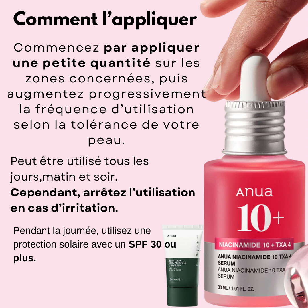 Serum Anua 10% de Niacinamide et 4% d'acide Tranexamique